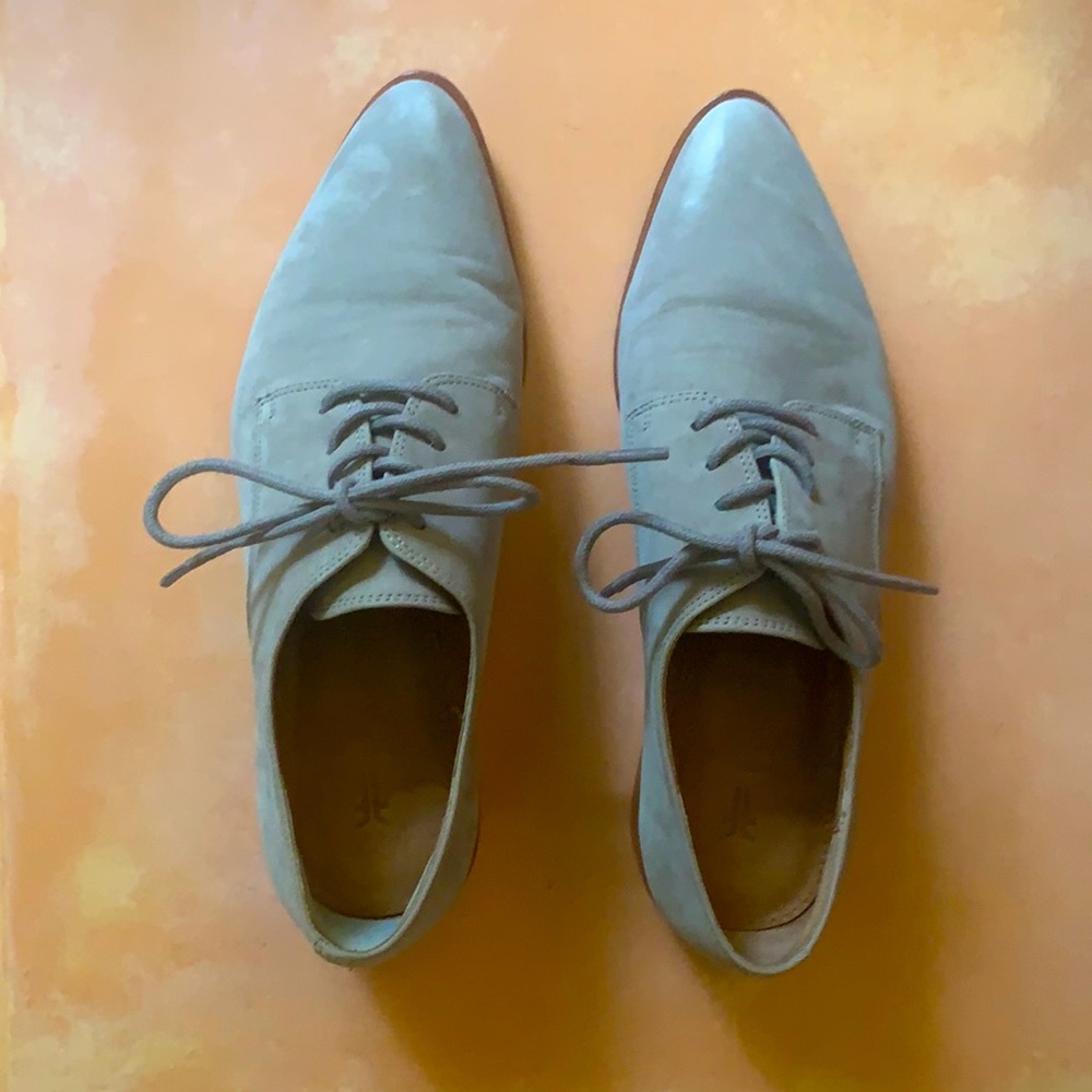 Grey suede Frye Oxfords